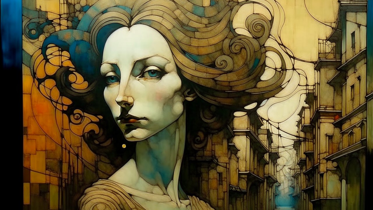 Orphism-Inspired Portrait with Urban Background