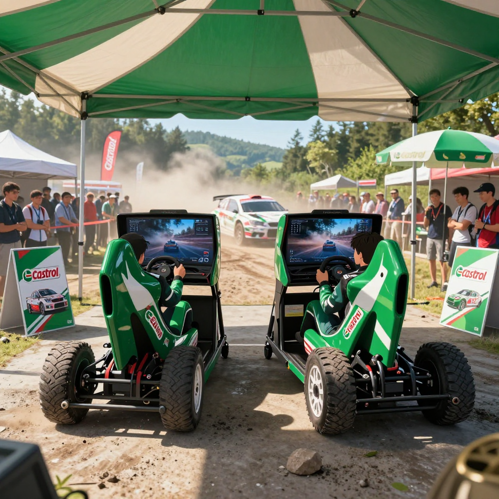 Outdoor Castrol Rally Simulator Event with Dual Racing Setups