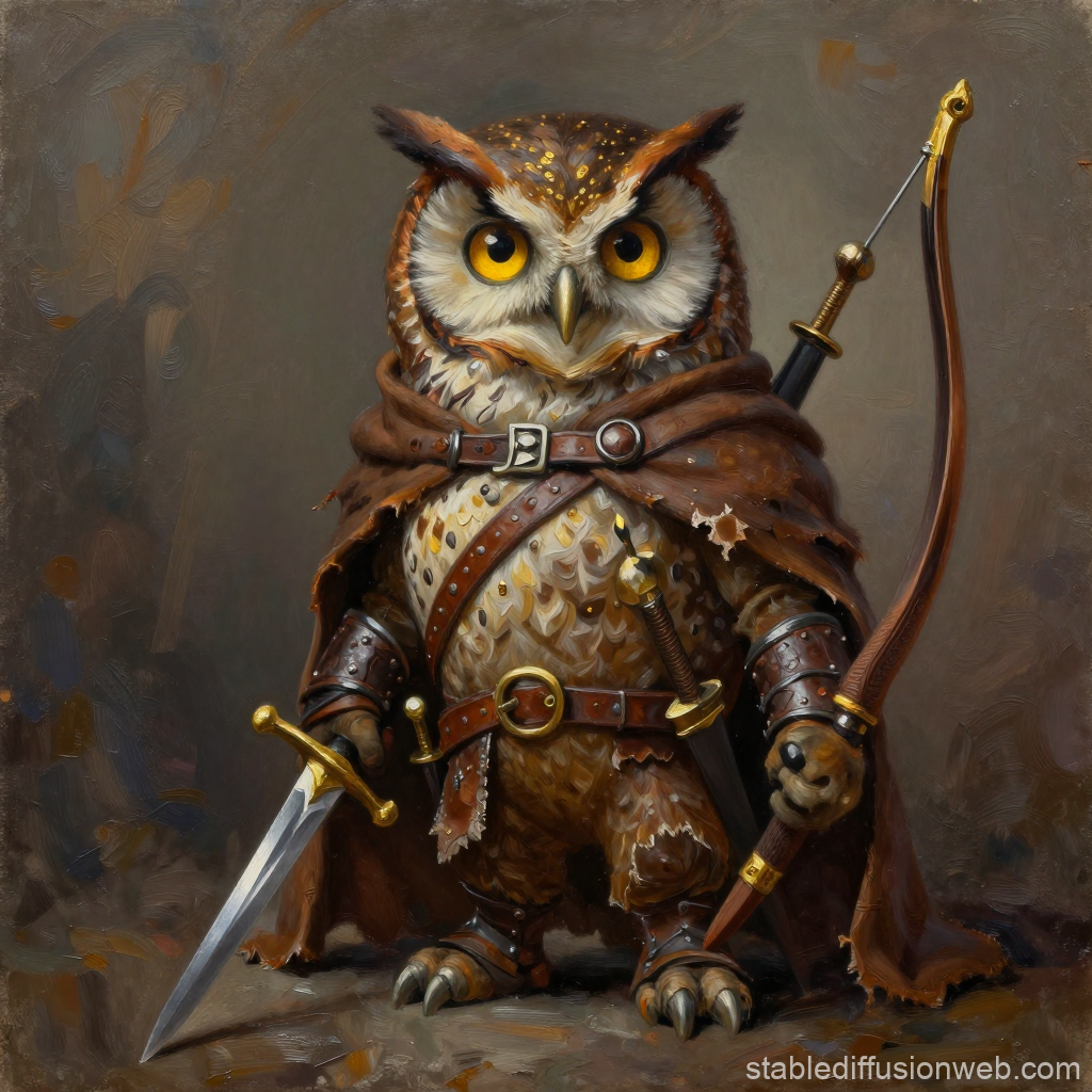 Owlfolk Rogue Warrior in Detailed Fantasy Armor
