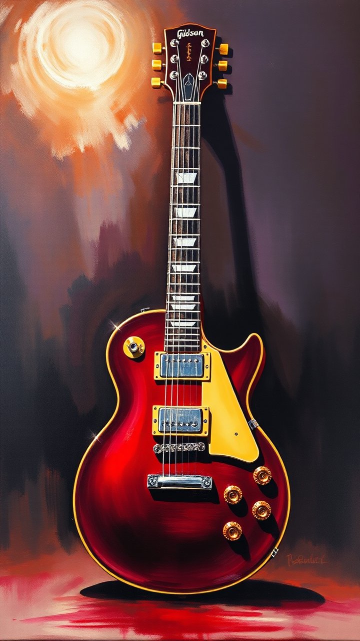 Painting of a Classic Gibson Les Paul Guitar