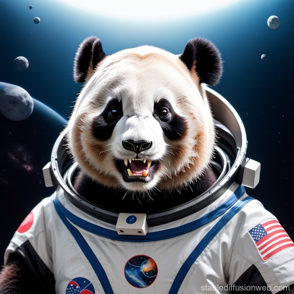 Panda Astronaut in Space Suit with Planetary Background