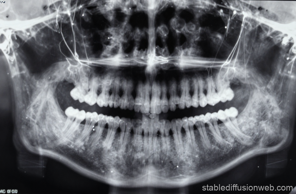 Panoramic Dental X-Ray Showing Full Set of Teeth