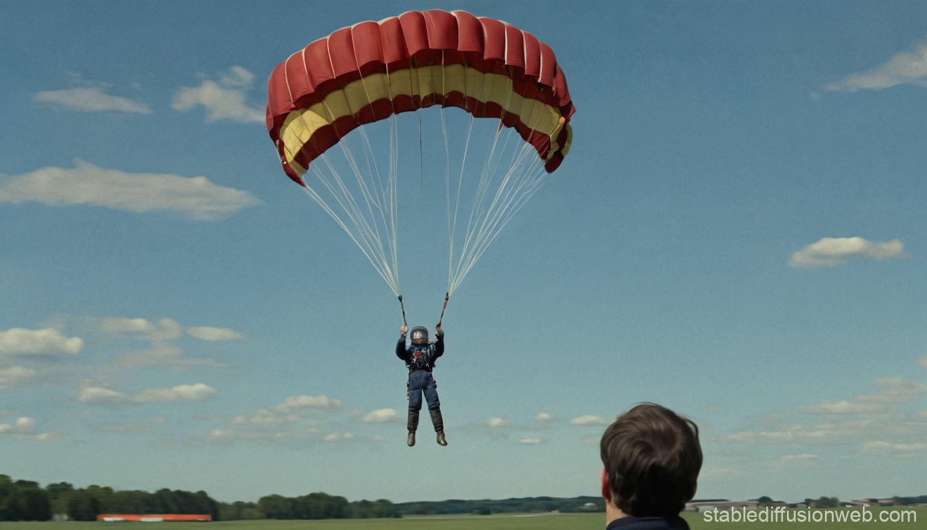 Parachutist Descending on a Clear Day