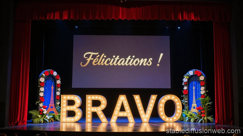 Parisian Theatre Stage with Bravo Celebration Lights
