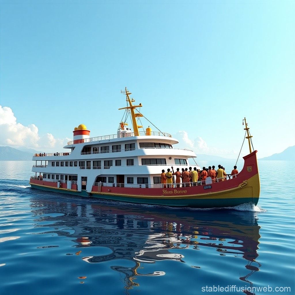 Passenger Ferry Sailing on Calm Blue Waters