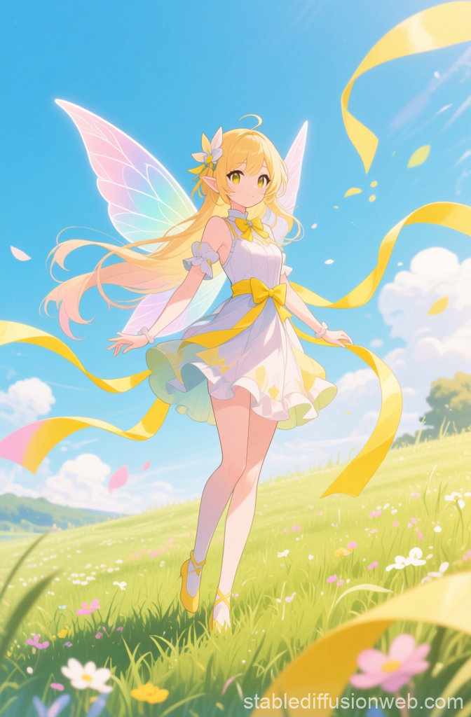 Pastel Fairy in a Sunny Grassland