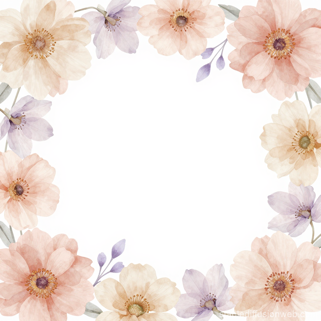 Pastel Floral Border Watercolor Design