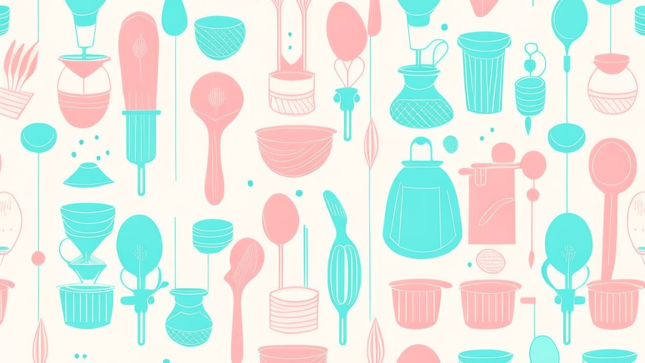 Pastel Kitchen Utensils Pattern