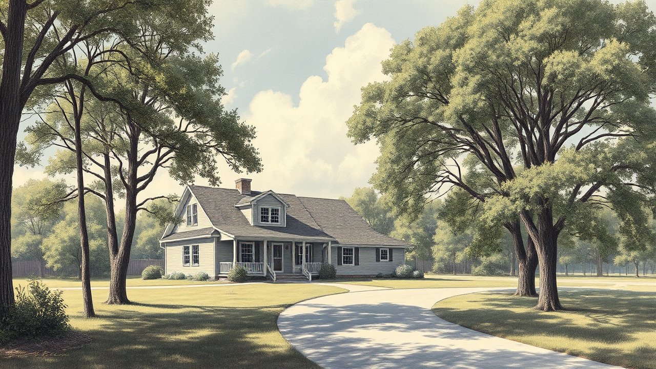 Peaceful Suburban Home Surrounded by Trees