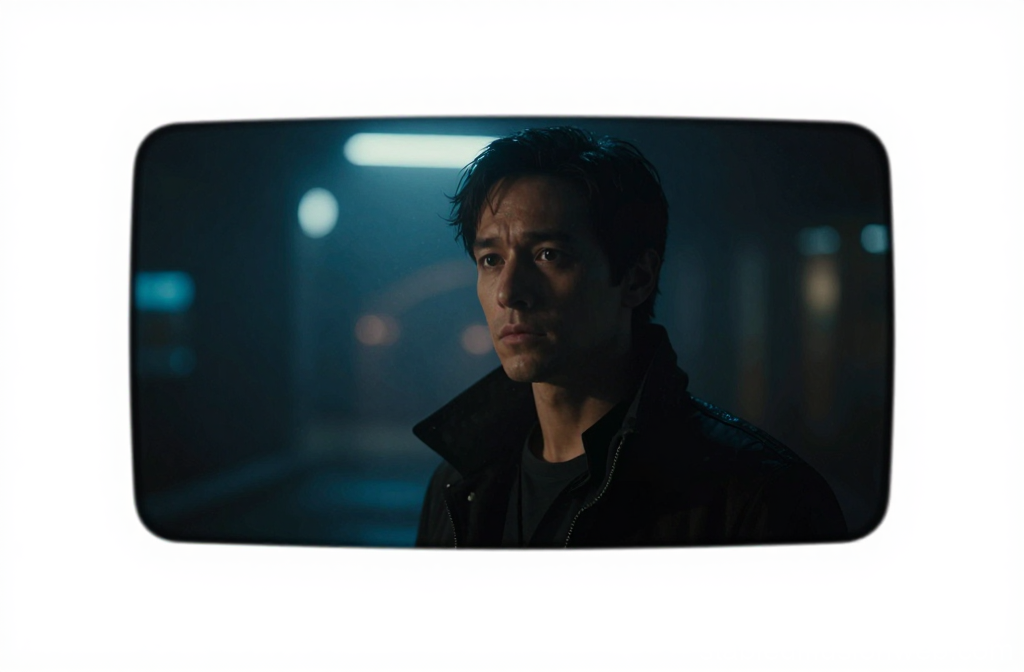 Pensive Man in Moody Cyberpunk Setting