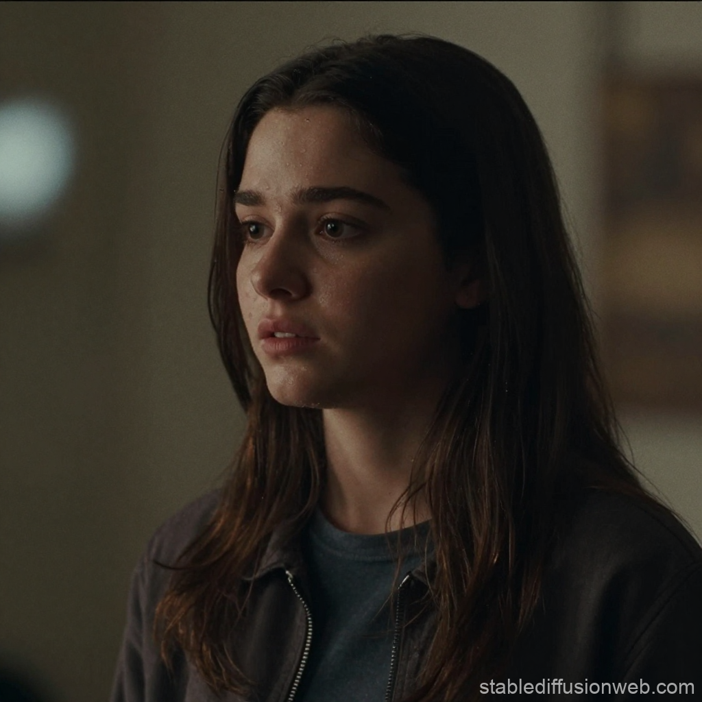 Pensive Young Woman in Dim Light