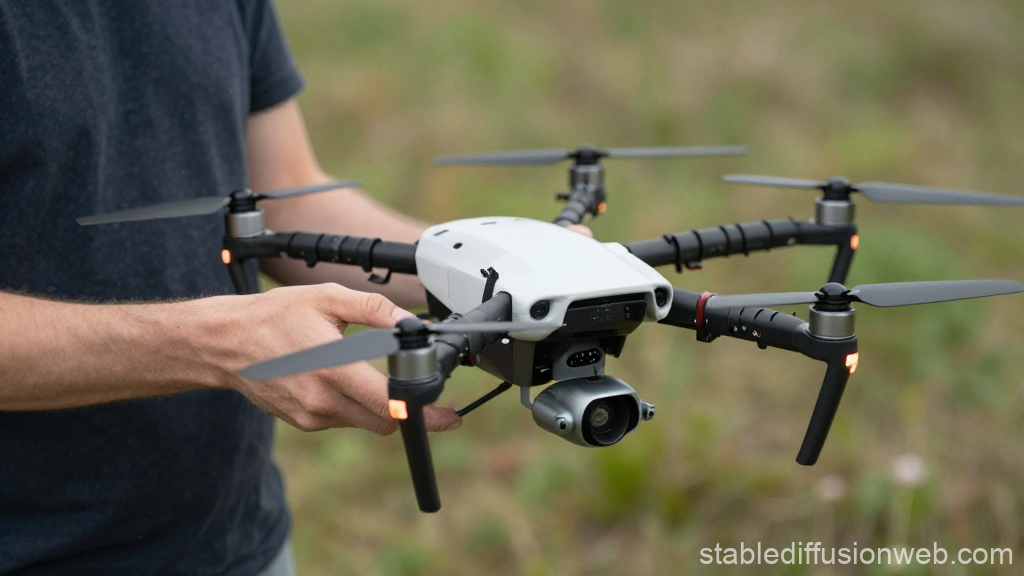 Person Holding a Professional Drone Outdoors