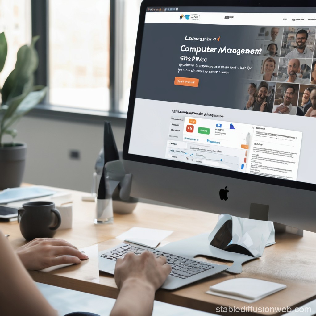 Person Using Computer Management Software on Desktop