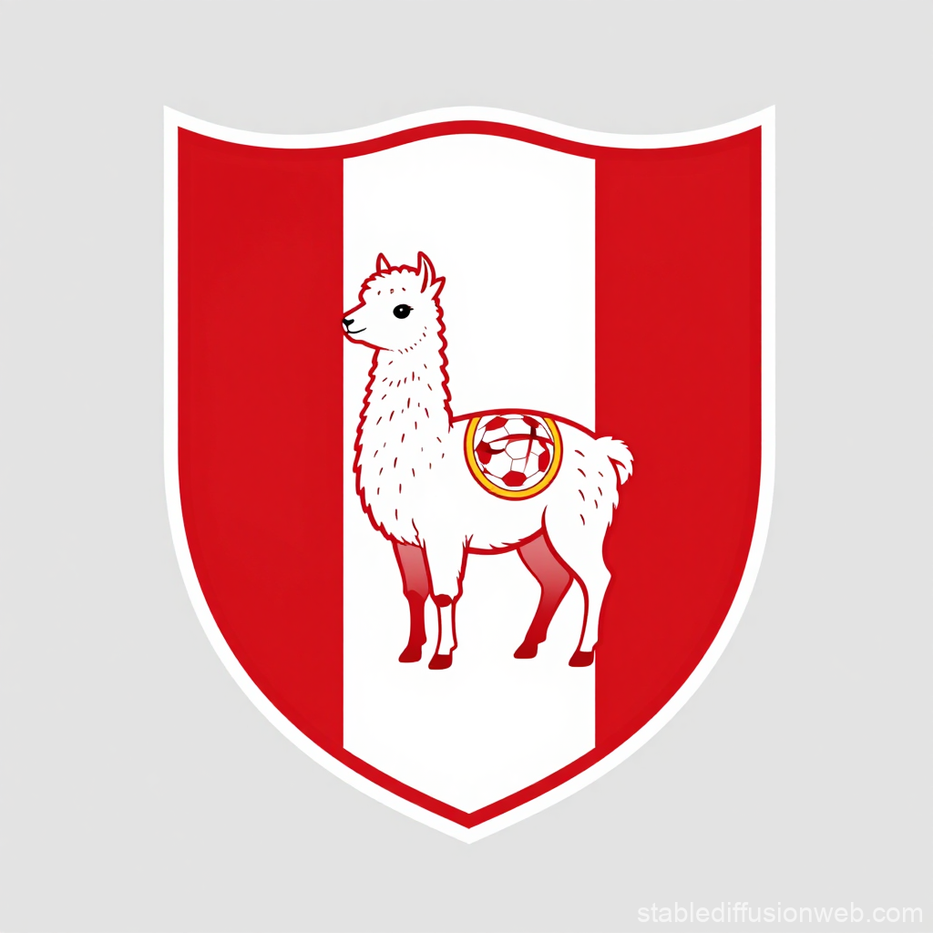 Peru Football Federation Crest with Llama and Soccer Ball