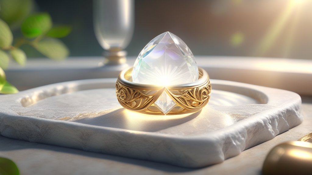 Photorealistic Magic Ring with Radiant Crystal