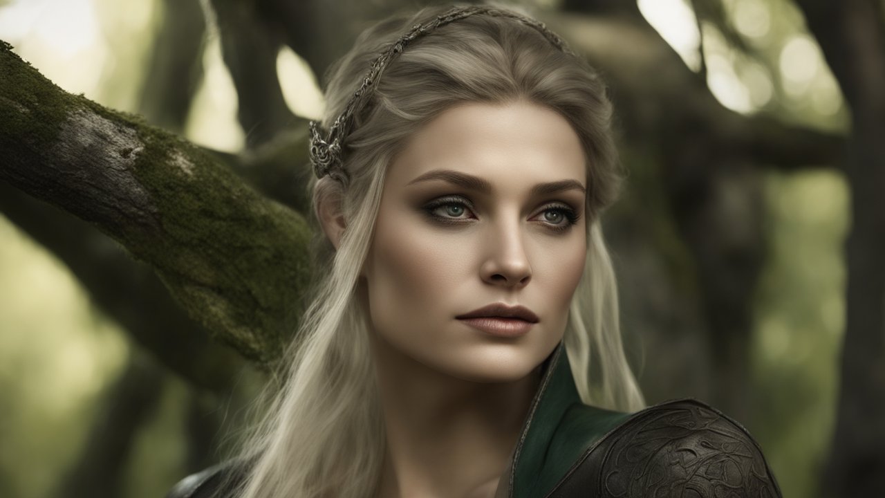 Photorealistic Portrait of a Blonde Woman in Forest