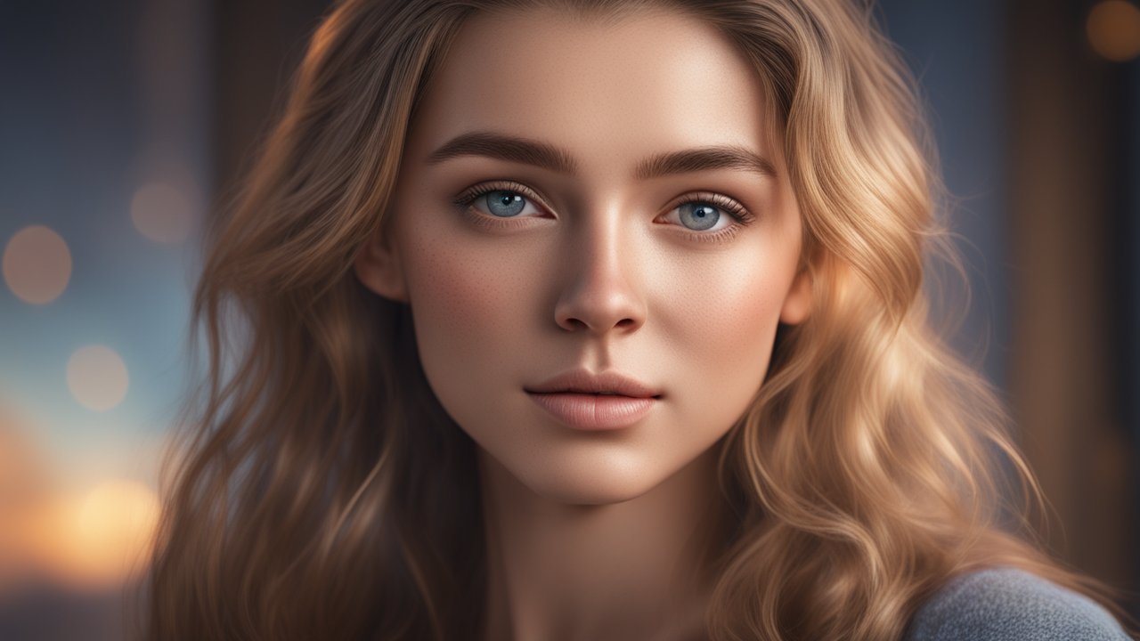 Photorealistic Portrait of a Young Woman with Blonde Hair