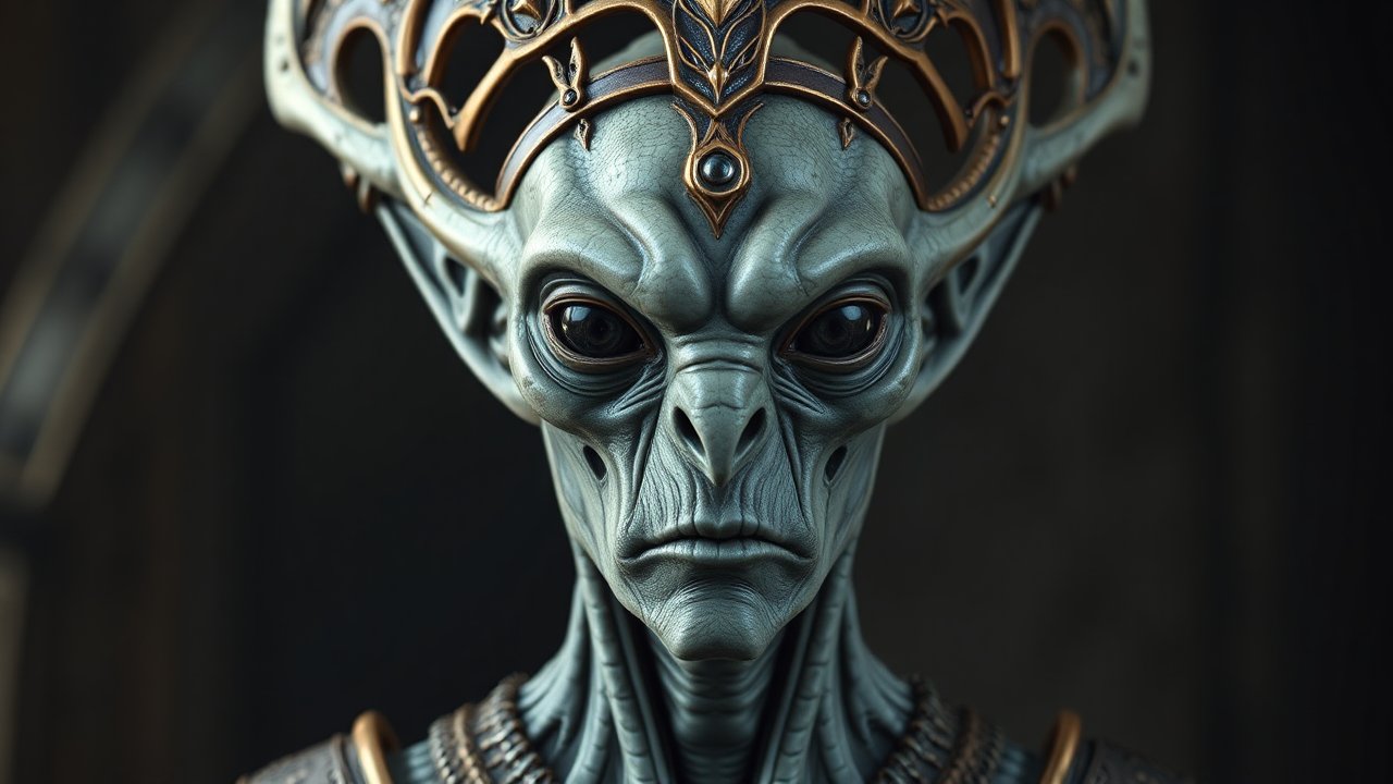 Photorealistic Portrait of an Alien Royal Figure