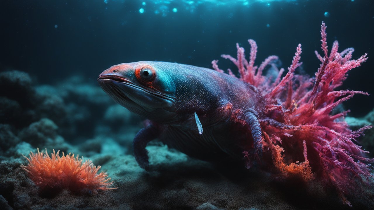 Photorealistic Underwater Creature with Coral Growth