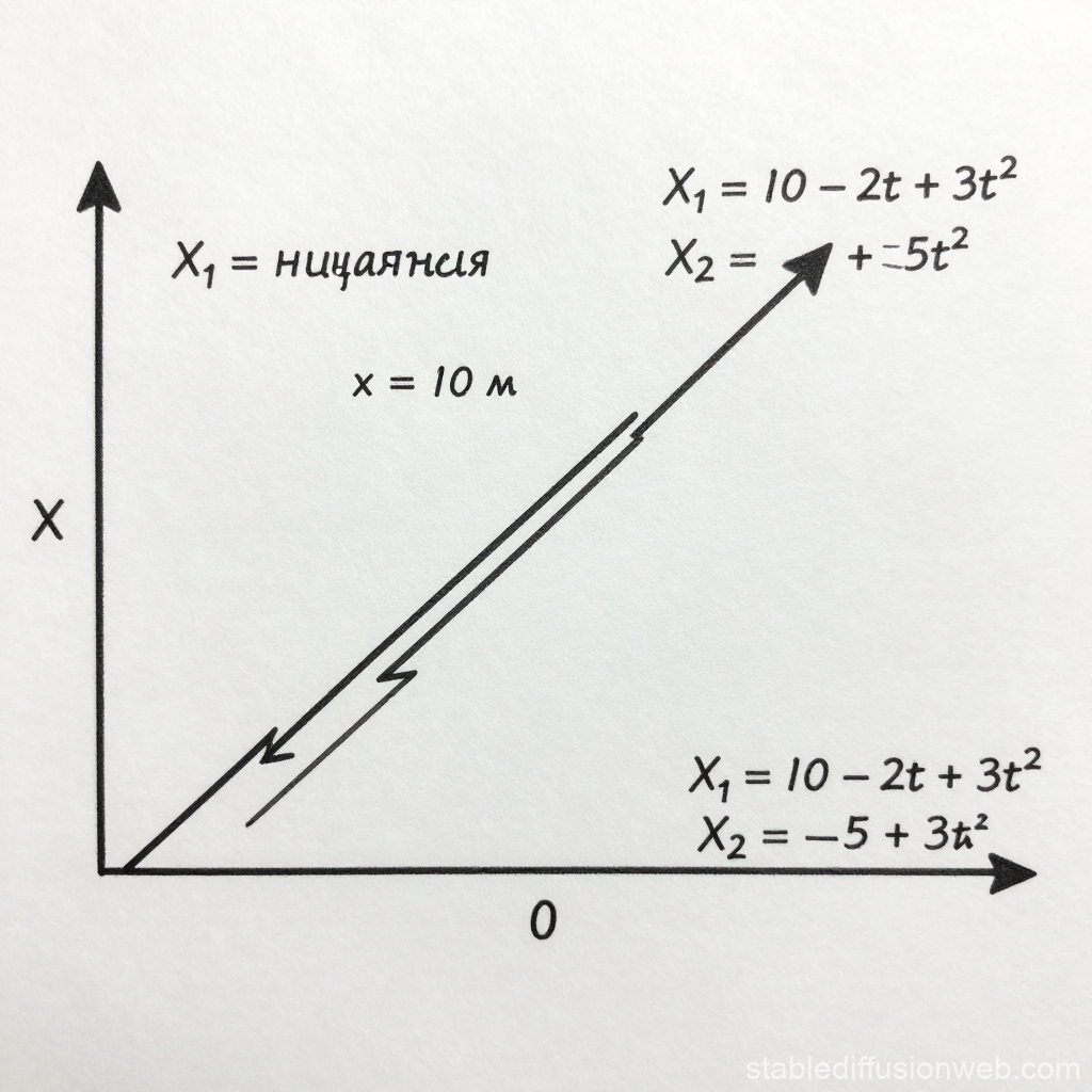 Physics Motion Diagram with Equations and Vectors
