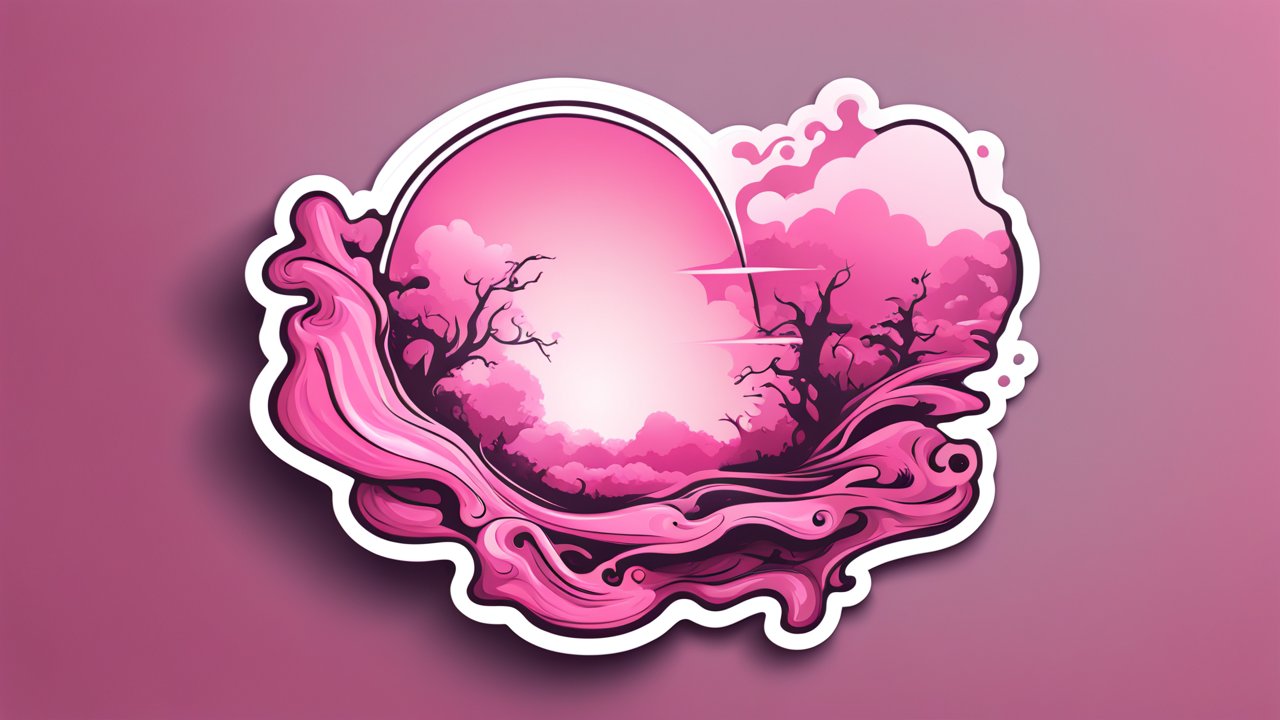 Pink Fantasy Landscape Sticker with Abstract Trees