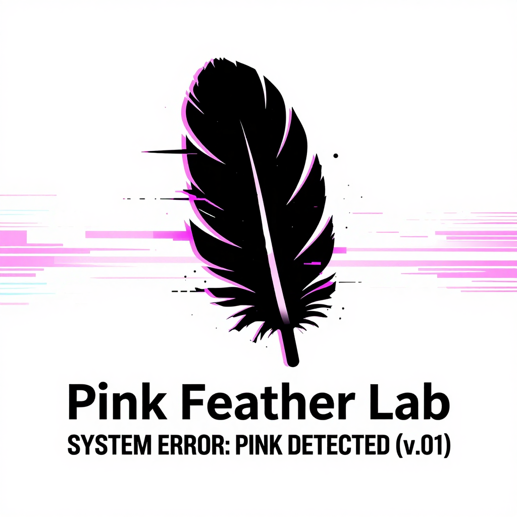 Pink Feather Lab Logo with System Error Theme