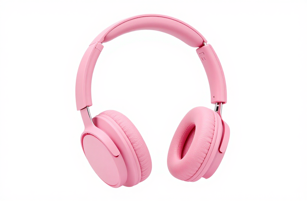 Pink Over-Ear Headphones on White Background