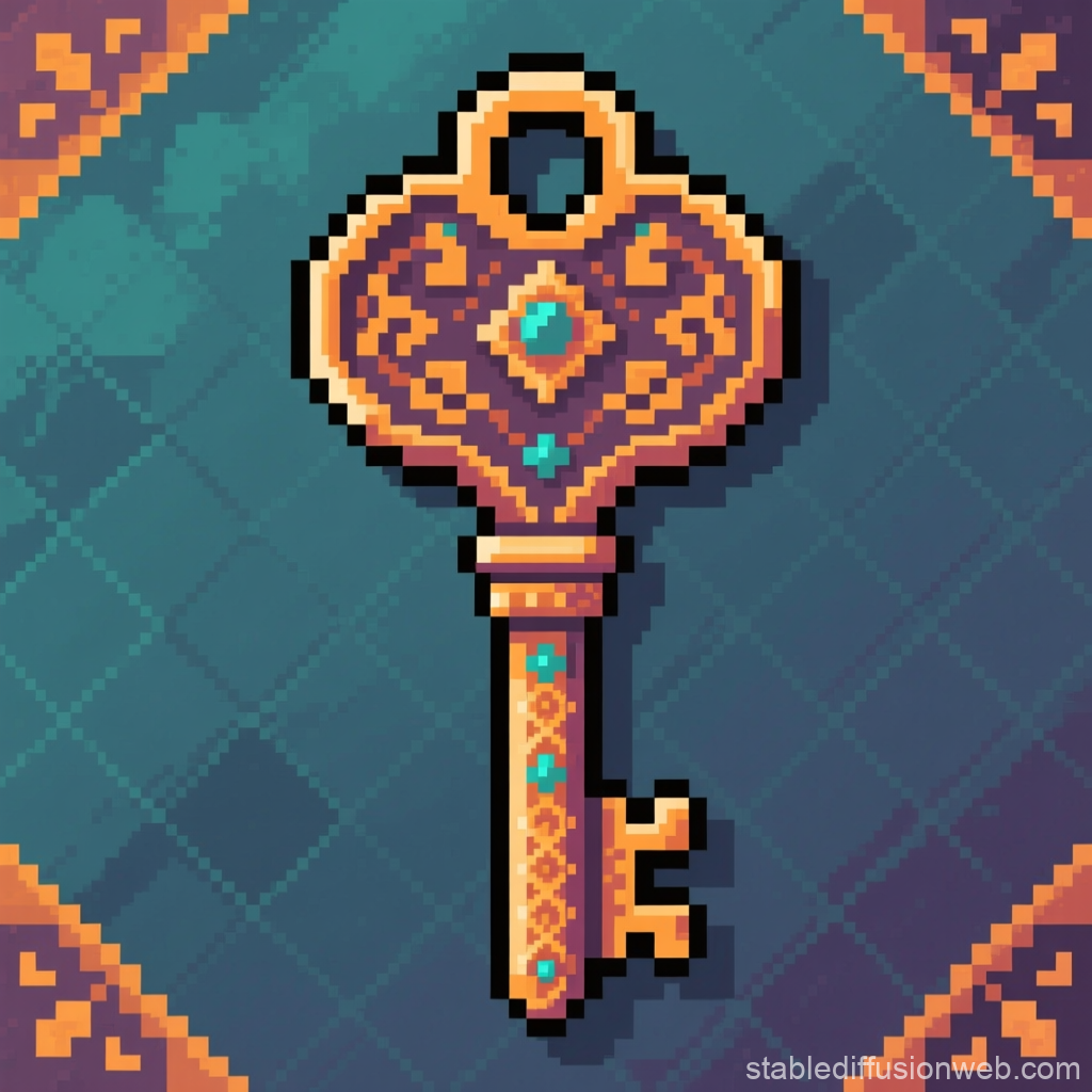 Pixel Art Antique Decorative Key
