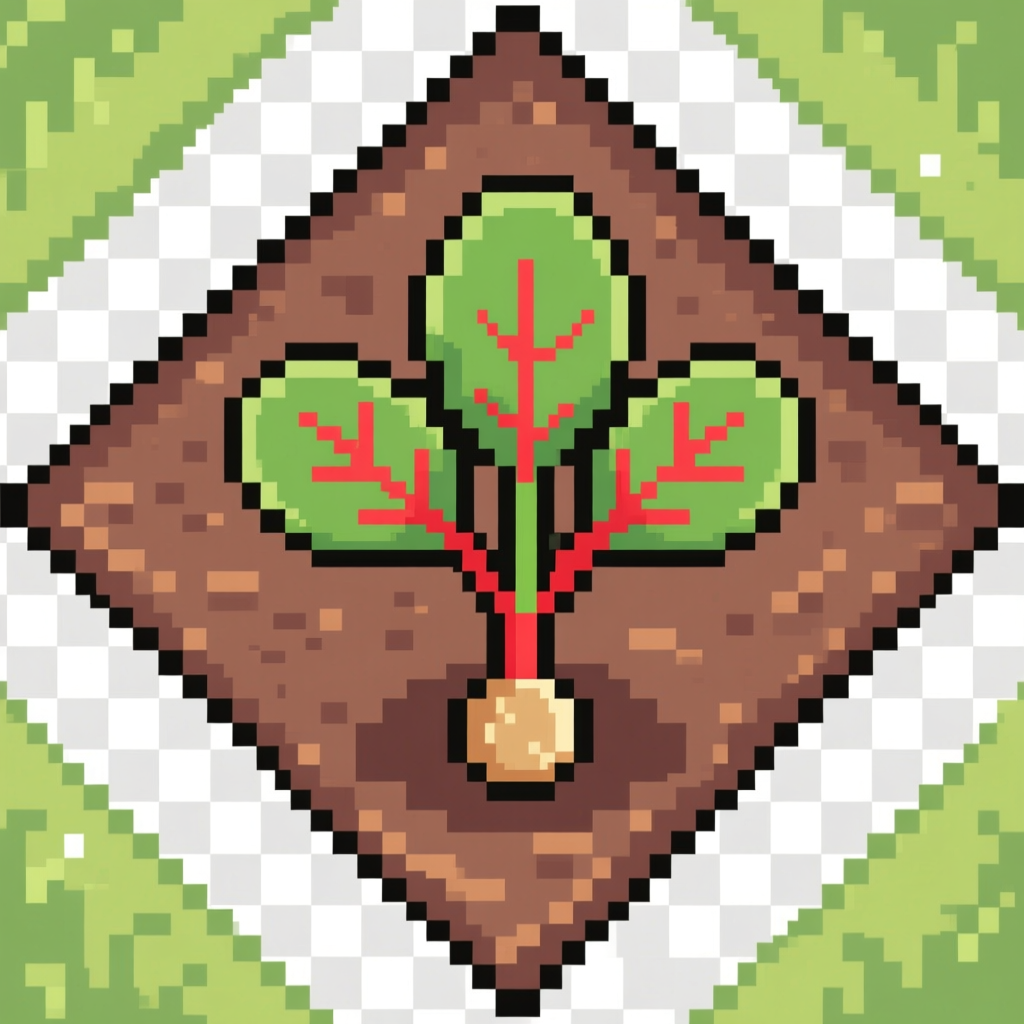 Pixel Art Beet Seedling in Soil