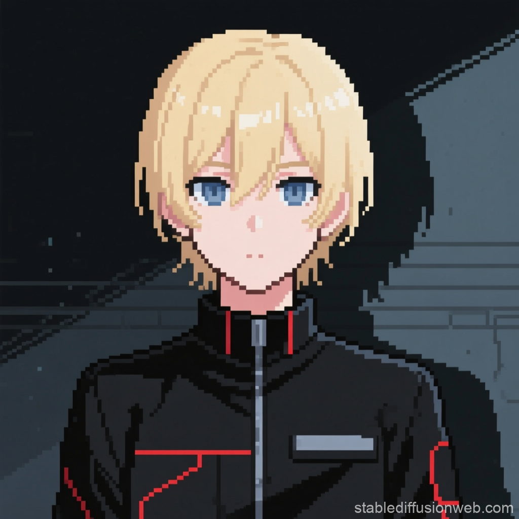 Pixel Art Blonde Character Mugshot