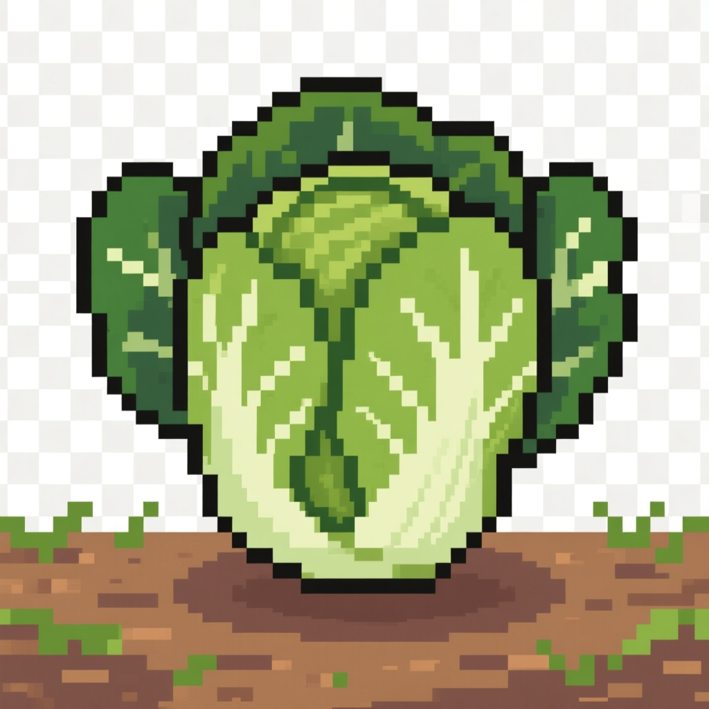 Pixel Art Bok Choy on Soil