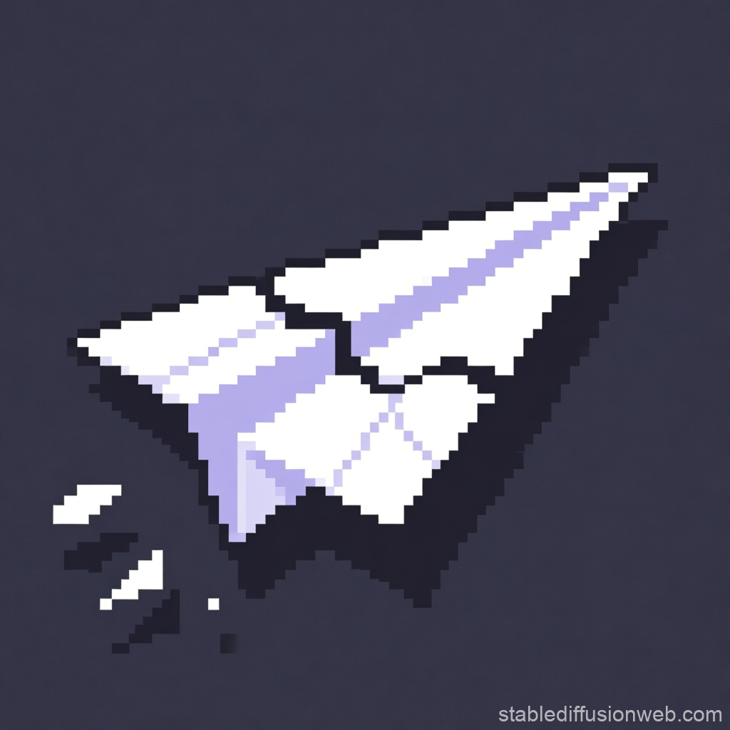 Pixel Art Broken Paper Airplane