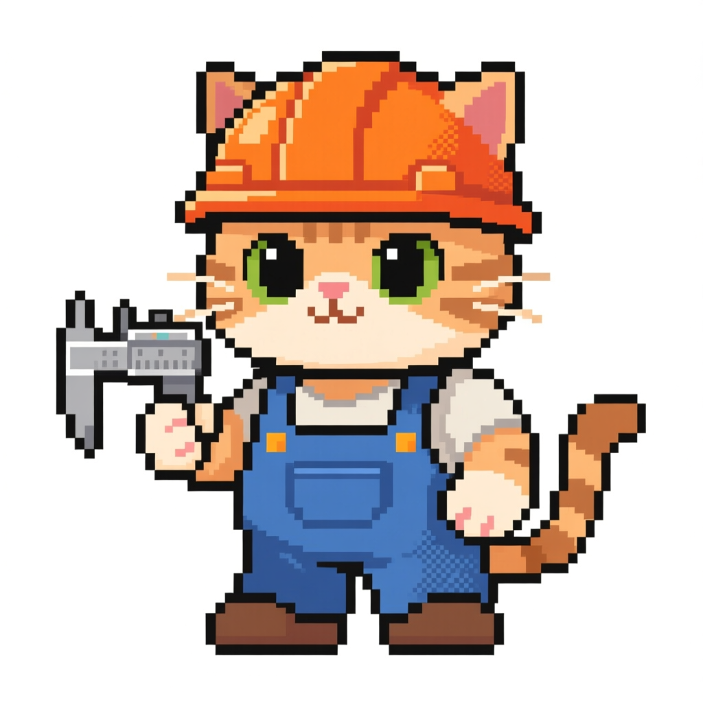 Pixel Art Cat Construction Worker