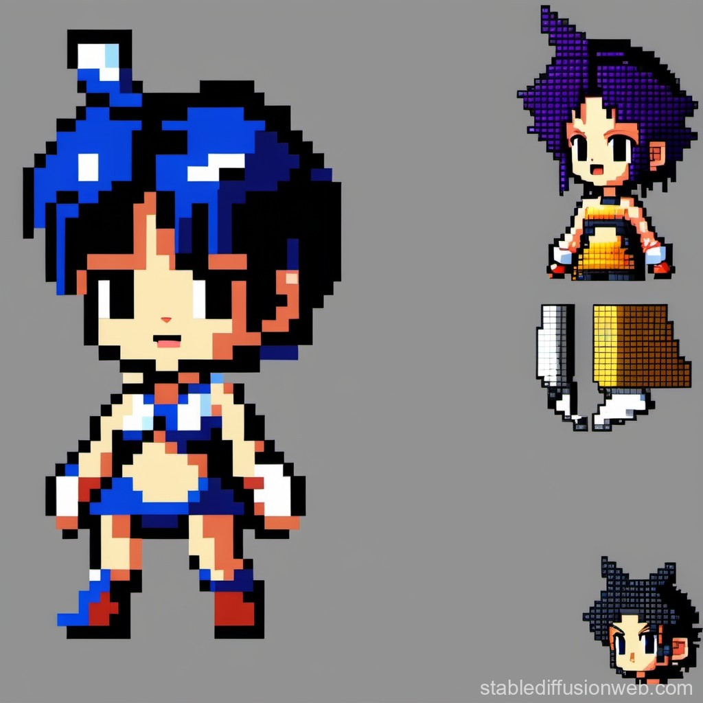 Pixel Art Characters with Retro Video Game Style