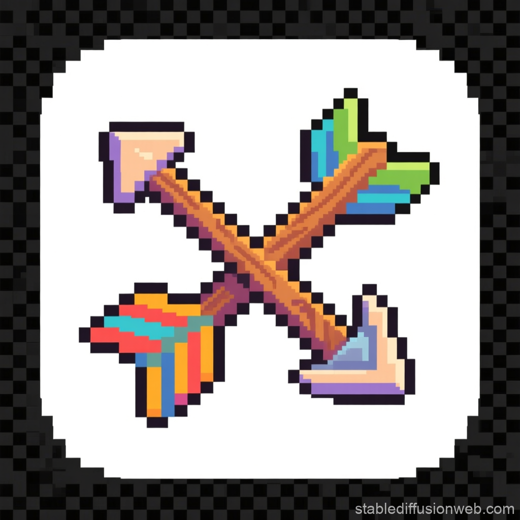 Pixel Art Crossed Wooden Arrows Icon