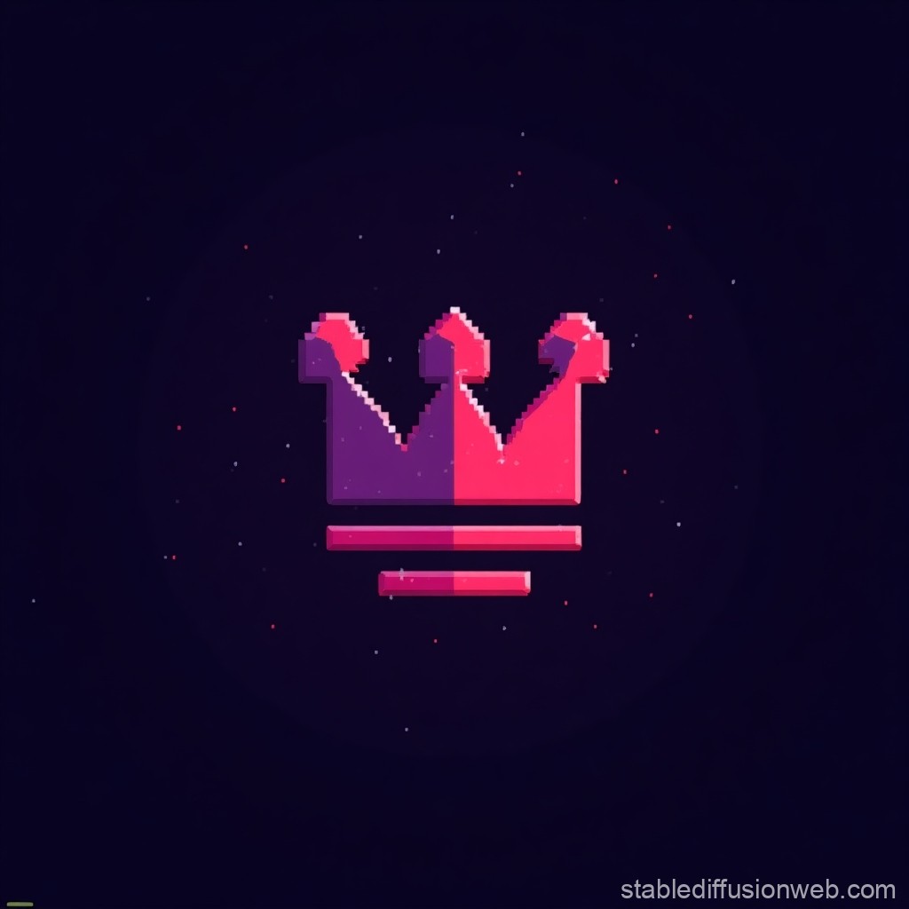 Pixel Art Crown Icon in Neon Colors