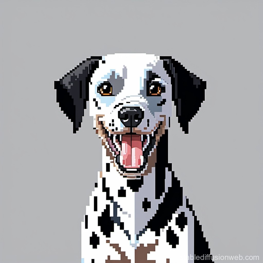 Pixel Art Dalmatian Dog Portrait