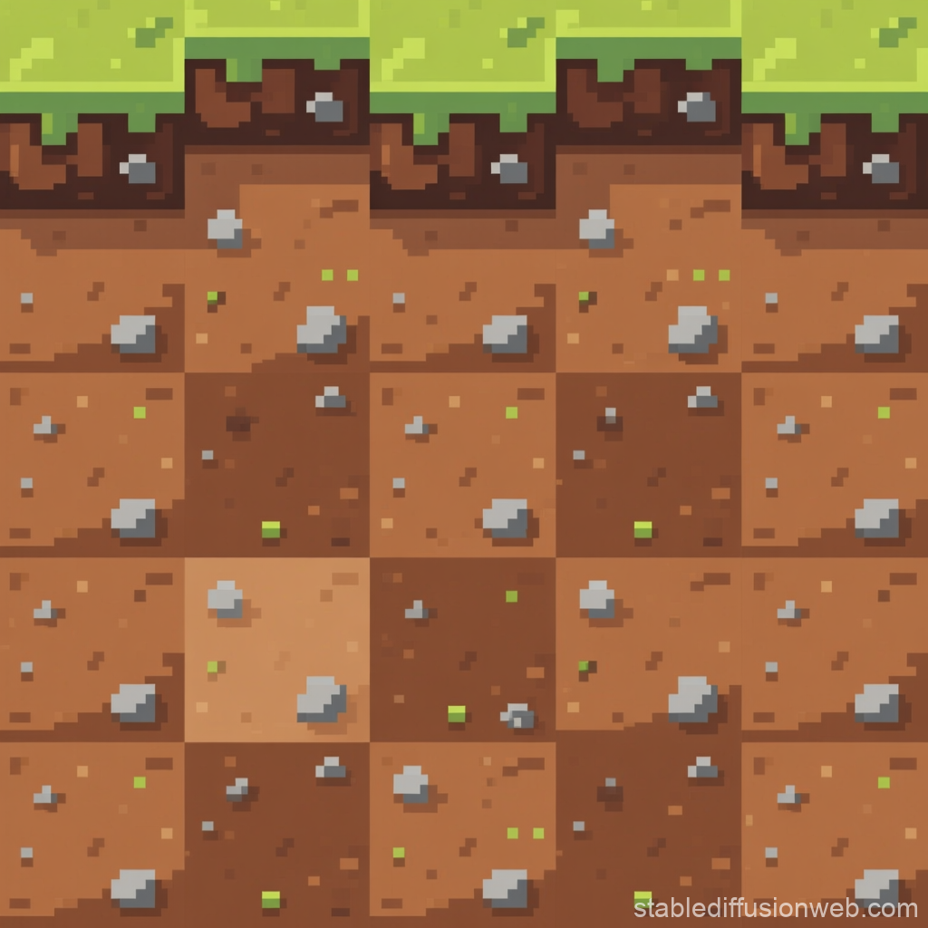 Pixel Art Dirt Block Texture with Grass Top