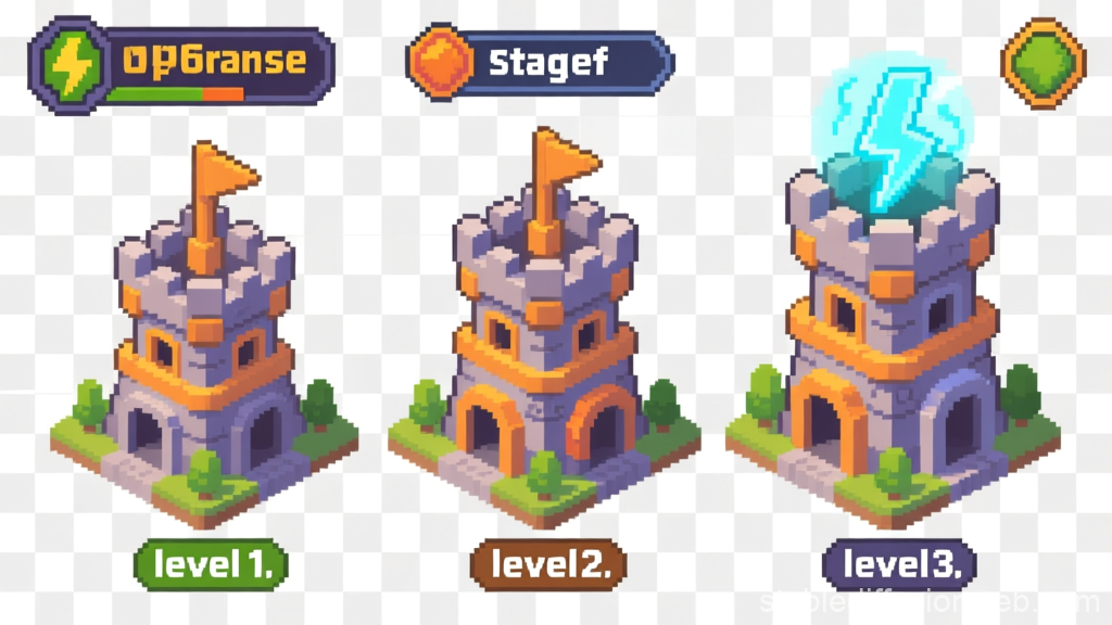 Pixel Art Electric Tower Defense Levels