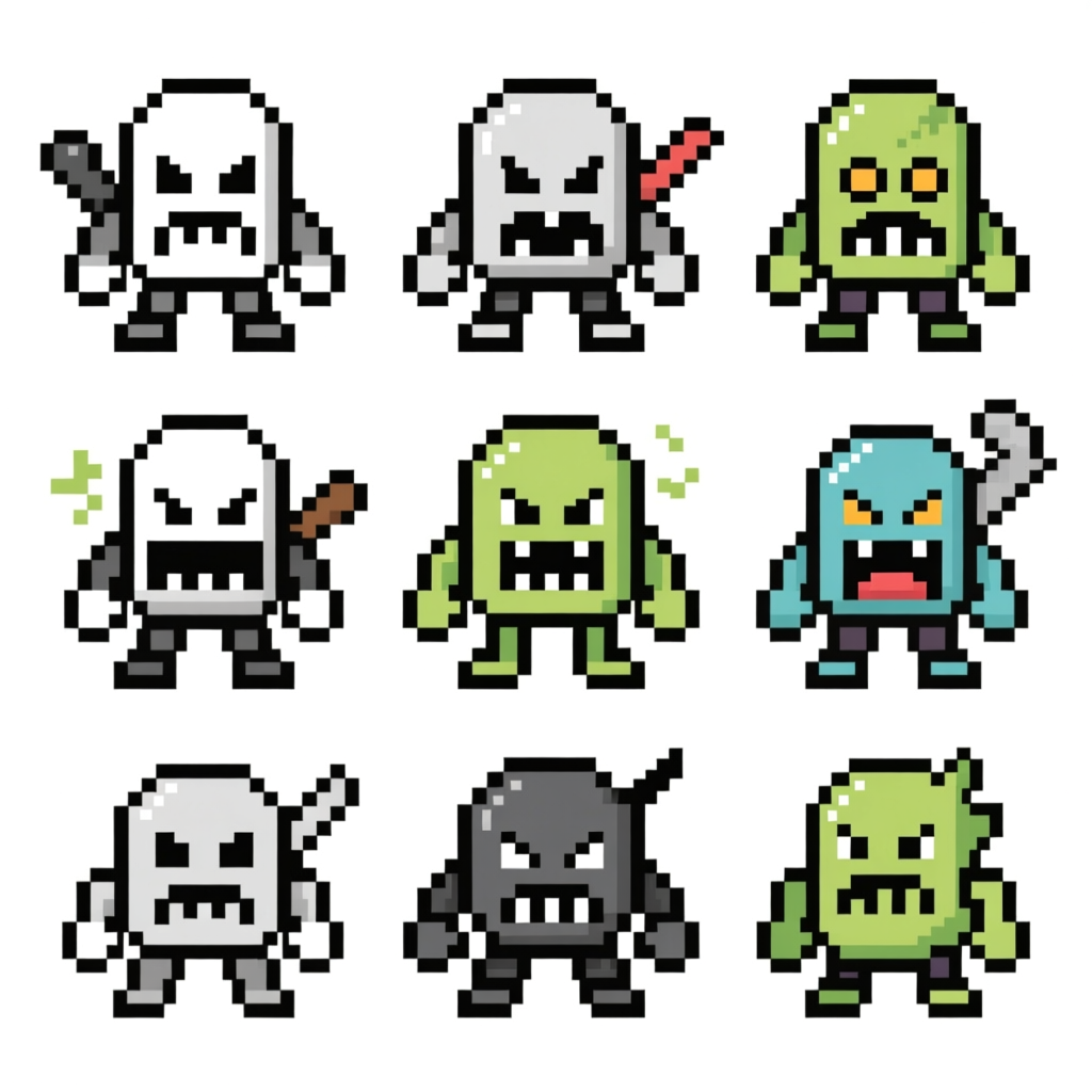 Pixel Art Enemy Sprites Set