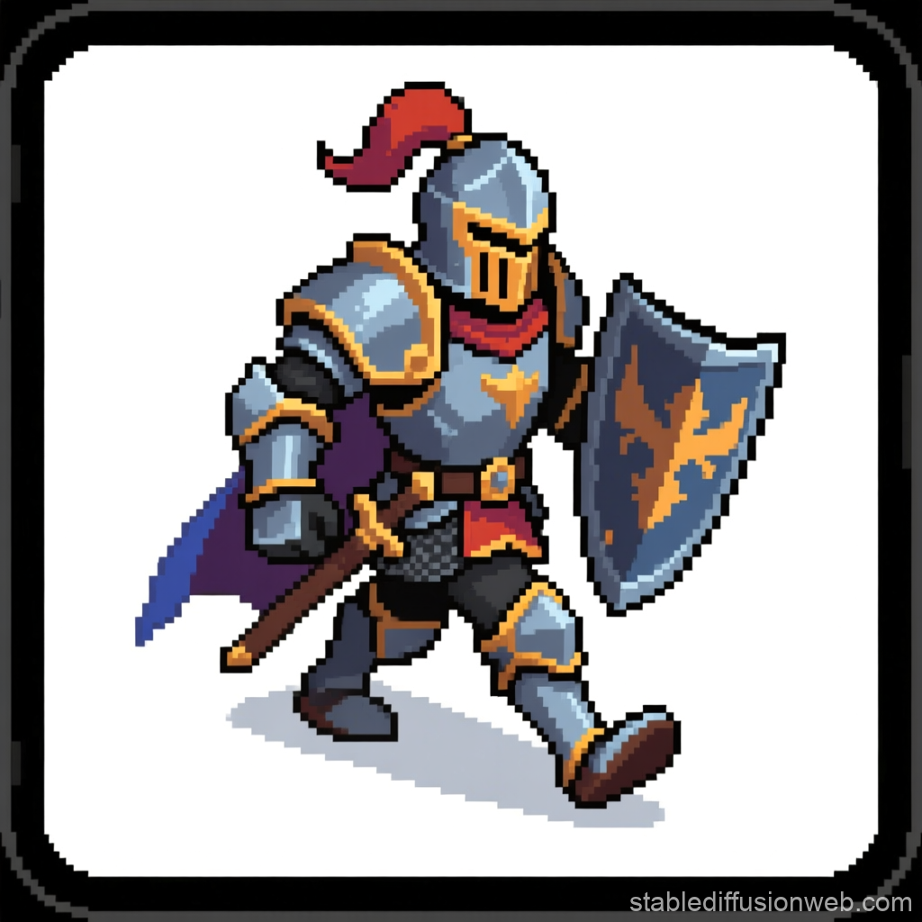 Pixel Art Fantasy Knight Walking Sprite