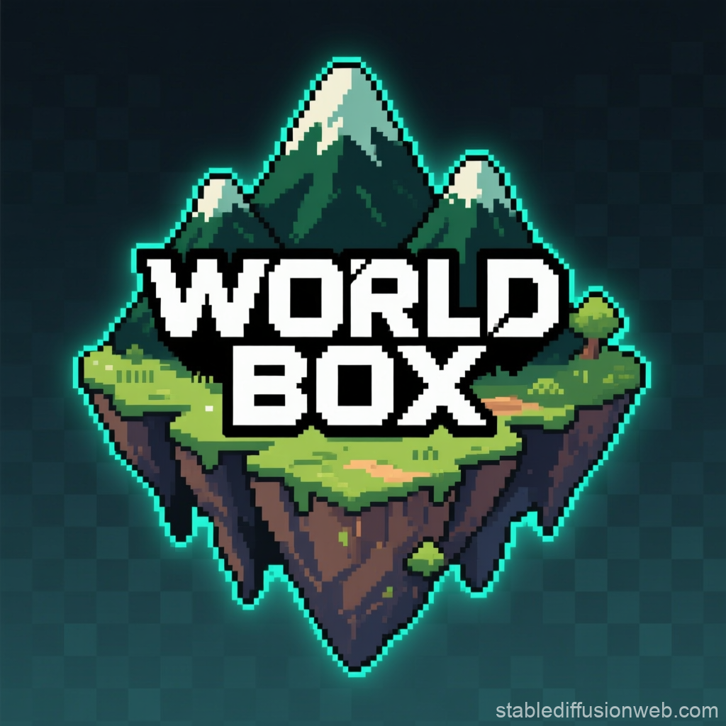 Pixel Art Floating Island Game Logo