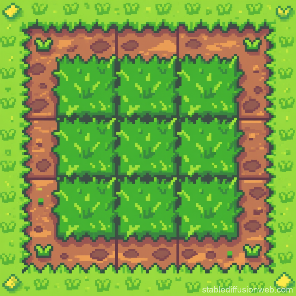 Pixel Art Grass Tileset with Dirt Border