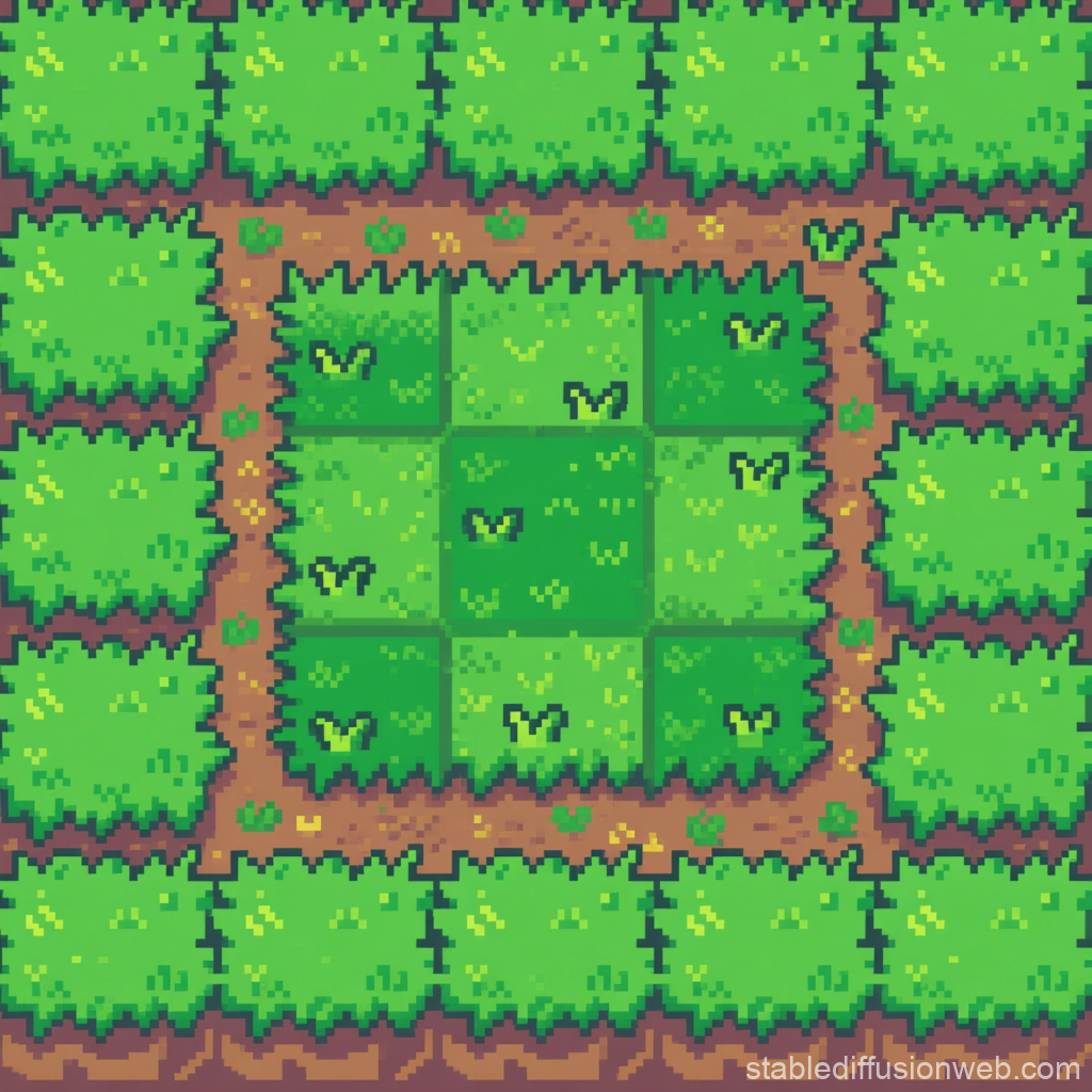 Pixel Art Grass Tileset with Dirt Path