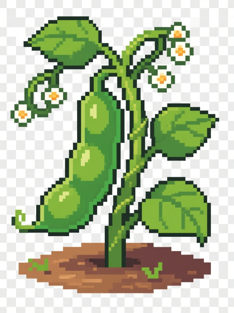 Pixel Art Green Pole Bean Plant
