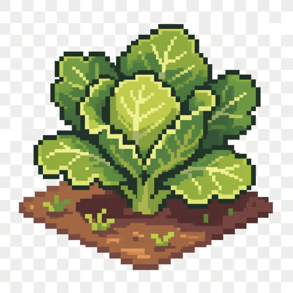 Pixel Art Illustration of a Kale Plant