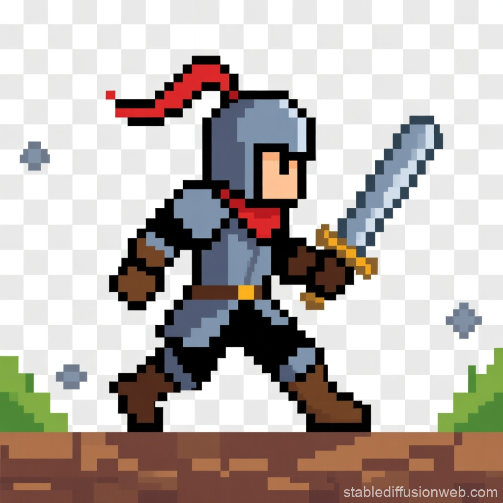 Pixel Art Knight with Sword in Action
