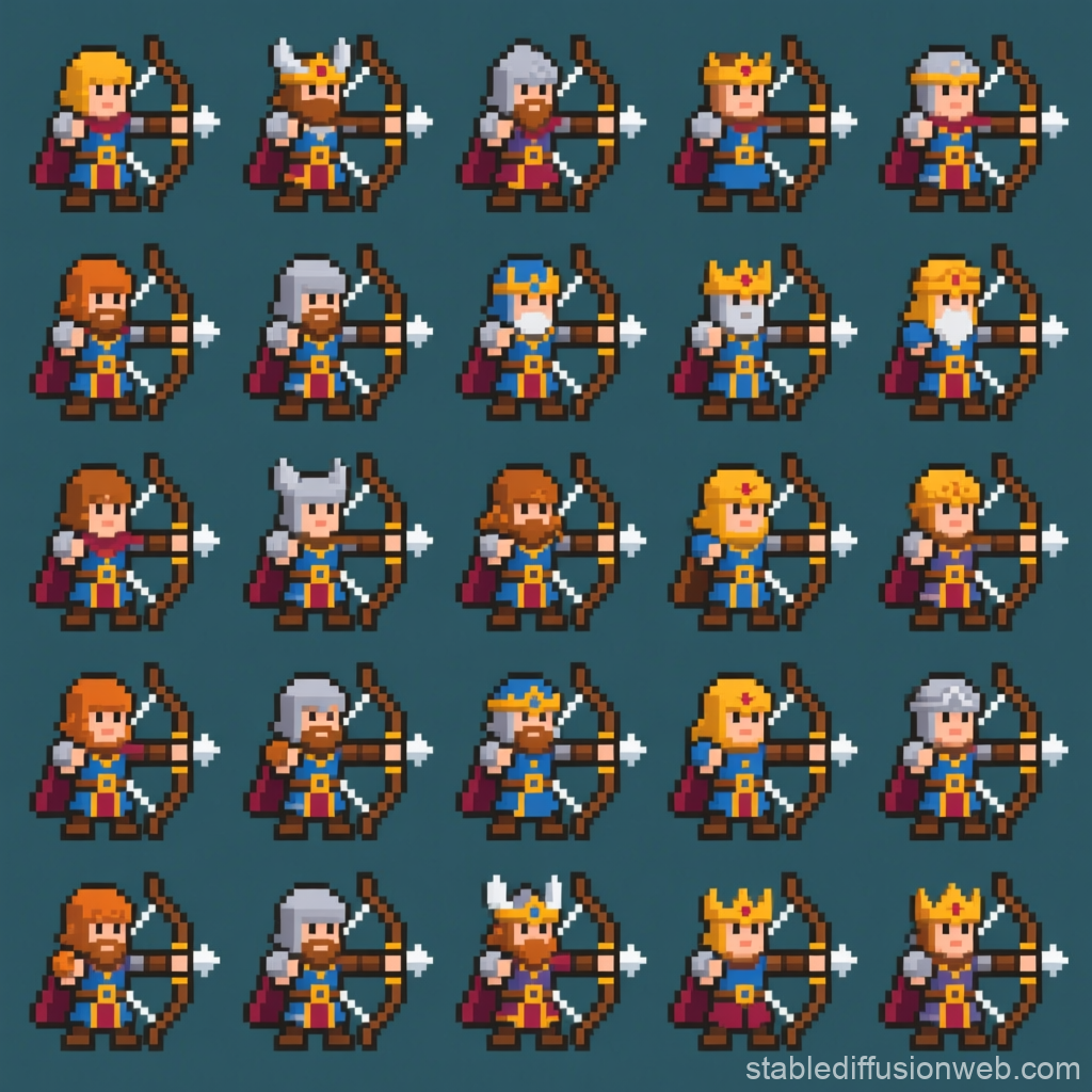 Pixel Art Medieval Archers Collection