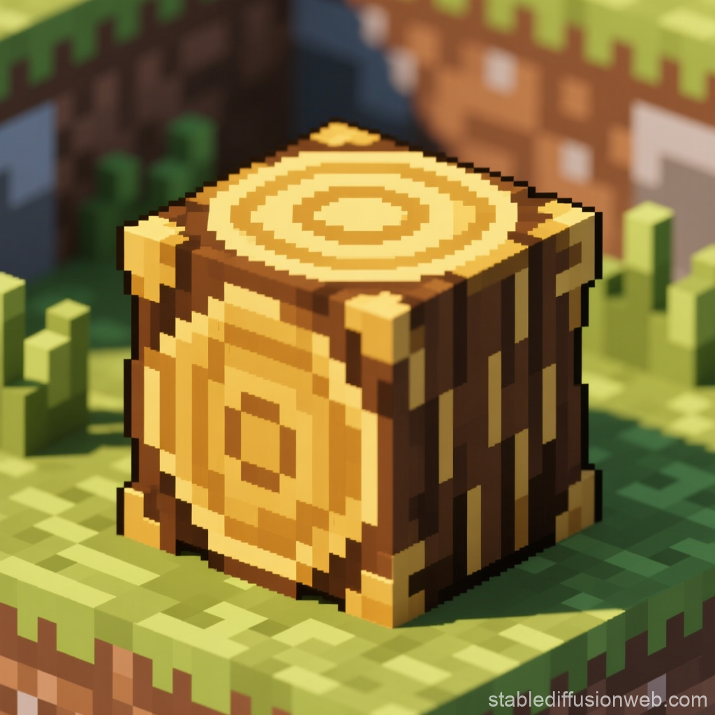 Pixel-Art Minecraft Gold Oak Log Block