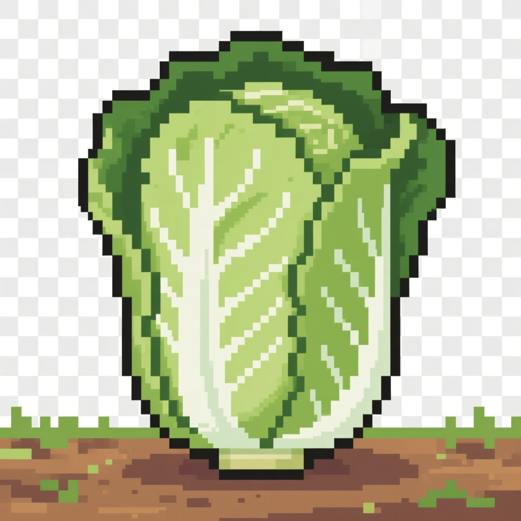Pixel Art Napa Cabbage on Soil